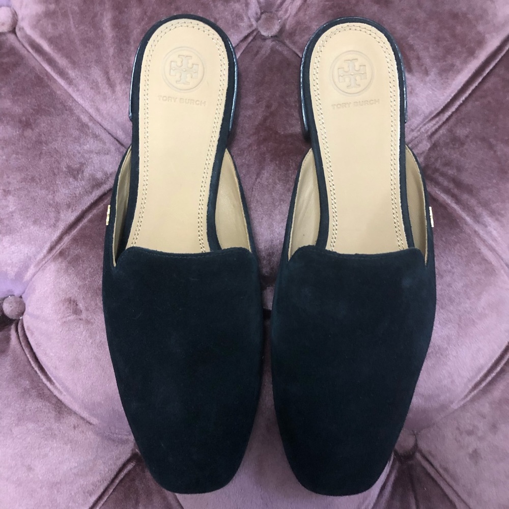 Tory Burch black suede Carlotta Sport Mules